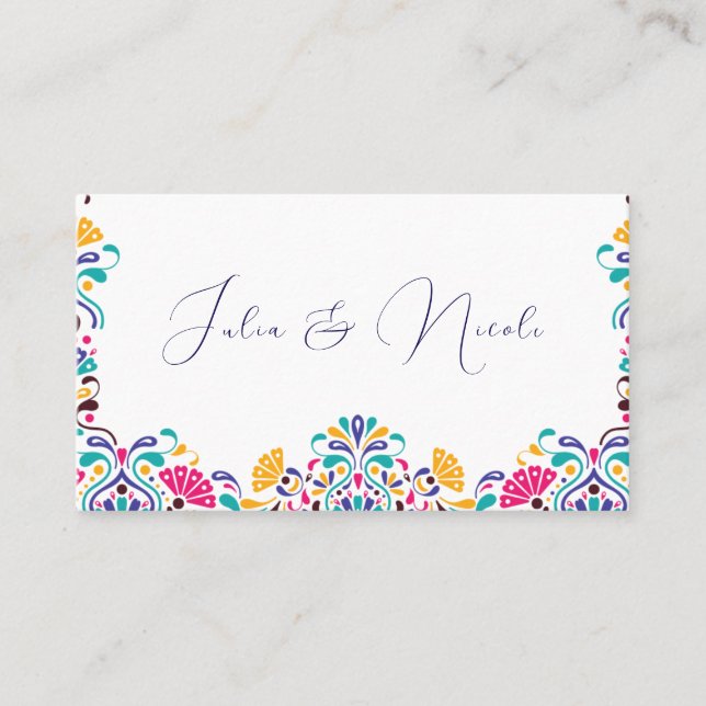 Carte De Placement Vibrant mexicaine Fiesta Style Mariage arc-en-ciel (Devant)