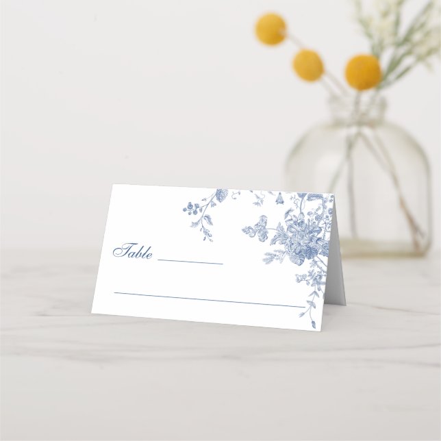 Carte De Placement Victorian Dusty Blue French Garden Floral Mariage (Devant)