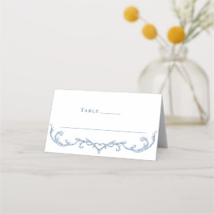 Carte De Placement Victorien Ornate Grace Floral Dusty Mariage bleu