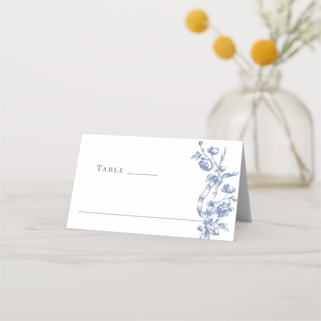 Carte De Placement Victorien Ornate Grace Floral Dusty Mariage bleu (Devant)