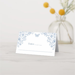 Carte De Placement Victorien Ornate Grace Floral Dusty Mariage bleu