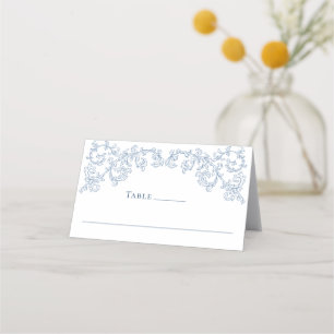 Carte De Placement Victorien Ornate Grace Floral Dusty Mariage bleu