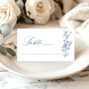 Carte De Placement Victorien Ornate Grace Floral Dusty Mariage bleu