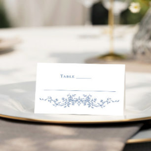 Carte De Placement Victorien Ornate Grace Floral Dusty Mariage bleu