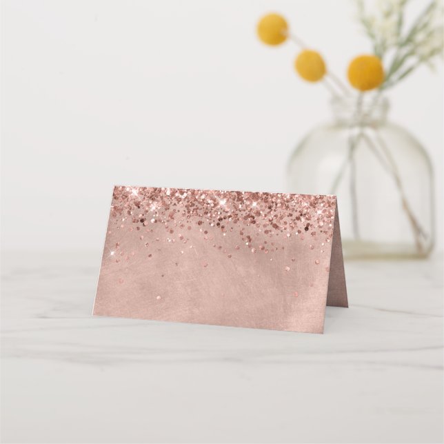 Carte De Placement Vide or Rose Glittery (Devant)