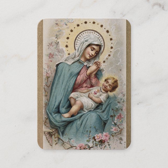 Carte De Placement Vierge Marie Jésus Prière de consécration catholiq (Devant)