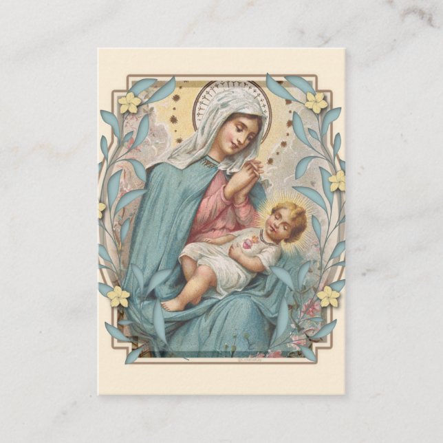 Carte De Placement Vierge religieuse Marie Jésus Mémorare Prière Sain (Devant)