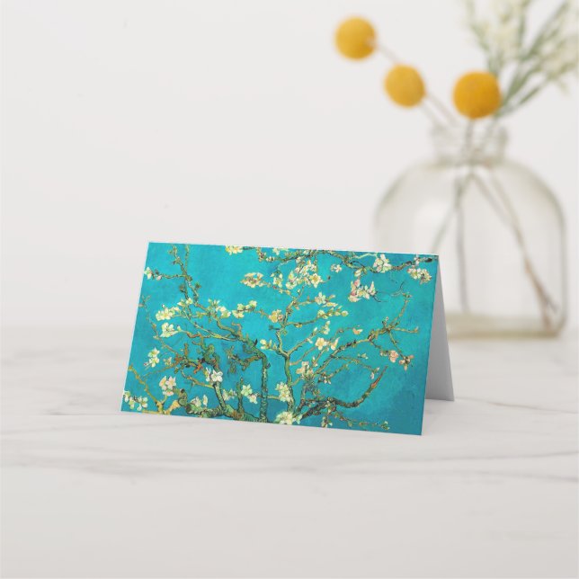 Carte De Placement Vincent Van Gogh Blossoming Almond Tree Floral Art (Devant)