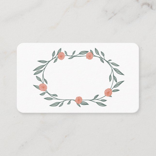 Carte De Placement Vins Floraux Wreath Chic Elegant Rose Green (Devant)