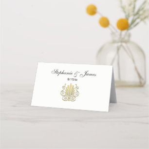 Carte De Placement Vintage Art Déco Gold Plume Arabesque