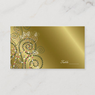 Carte De Placement Vintage Boho Spirales Motif Gold Party Place Card