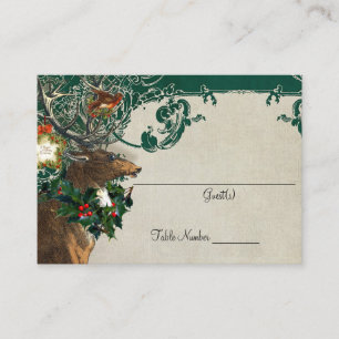 Carte De Placement Vintage Élégance Toile de Noël Floral Damask