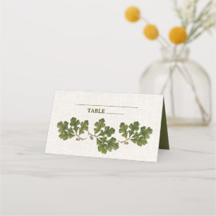 Carte De Placement Vintage Feuilles de chêne Burlap Mariage Texture