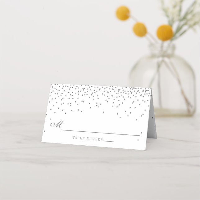 Carte De Placement Vintage Glam Silver Confetti Mariage (Devant)