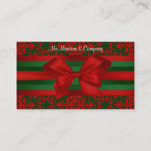 Carte De Placement Vintage look rouge et vert Damask #2 Bow Place Car