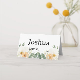 Carte De Placement Vintage Minimalist Floral Personalized Place Card