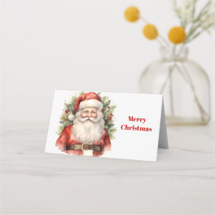 Carte De Placement Vintage Noël Père Noël Souriant Petit