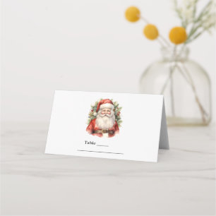 Carte De Placement Vintage Noël Père Noël Table Souriante