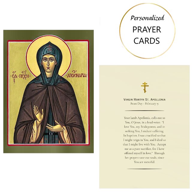 Carte De Placement Virgin Martyr St. Apollonia Orthodox Prayer Card   (Créateur téléchargé)