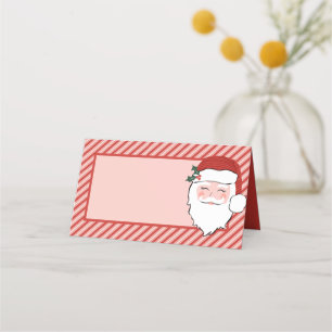Carte De Placement Visage Père Noël joyeux Bande rose et rouge