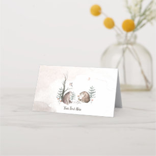 Carte De Placement Watercolor Baby shower forestier Woodland