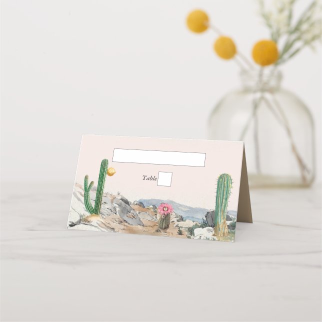 Carte De Placement Watercolor Desert Cactus Boho Wedding (Devant)