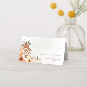 Carte De Placement Watercolor Fall Floral Citrouilles Noms Date Maria