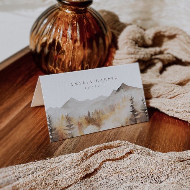 Carte De Placement Watercolor Fall Mountain Mariage extérieur (Créateur téléchargé)