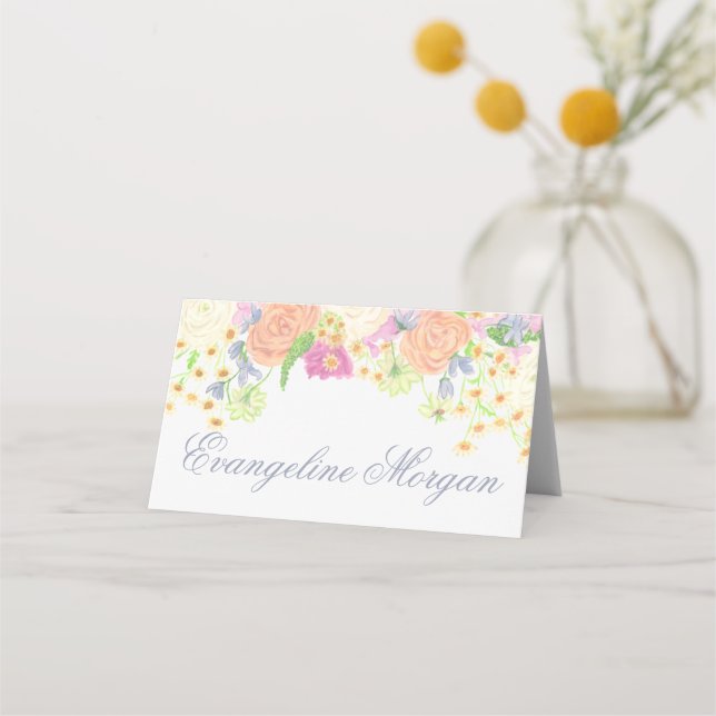Carte De Placement Watercolor Floral Garden Party (Devant)