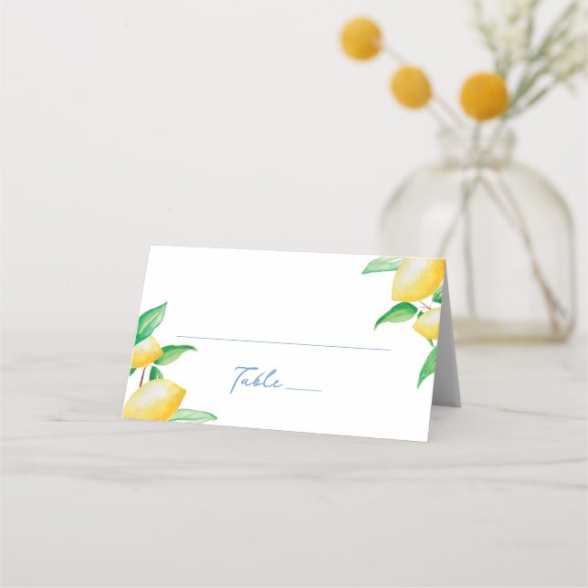 Carte De Placement Watercolor Lemons Mariage méditerranéen (Devant)