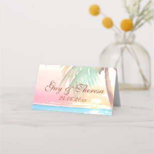 Carte De Placement Watercolor Mariage de plage tropicale