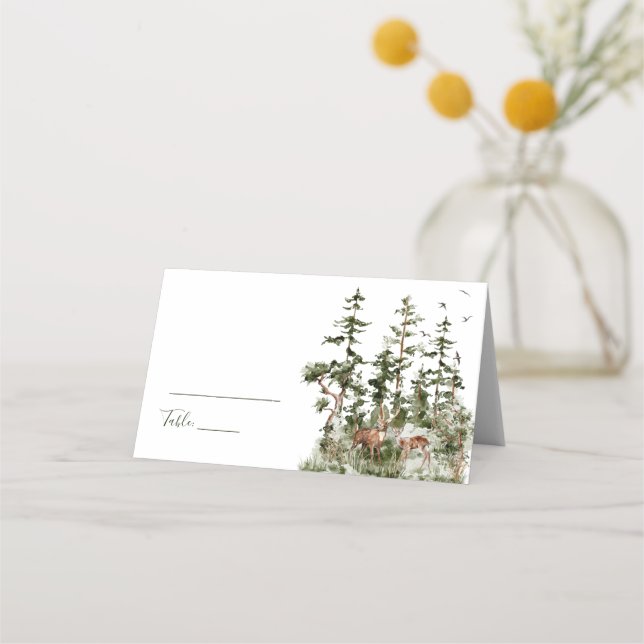 Carte De Placement Watercolor Mountain Forest Mariage rustique (Devant)