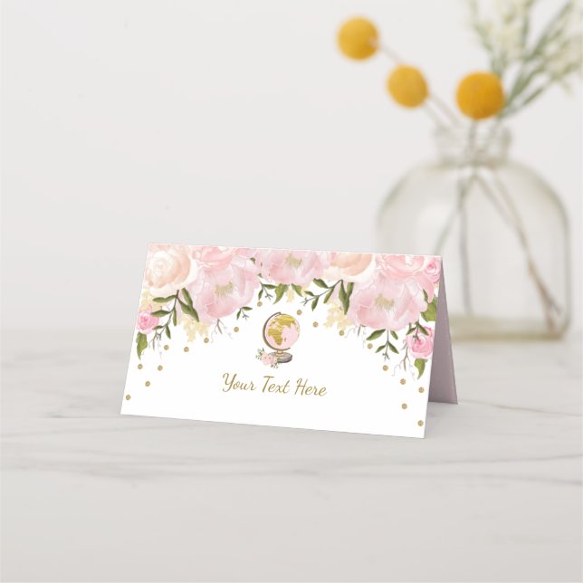 Carte De Placement Watercolor Pink Gold Travel Baby shower d'aventure (Devant)
