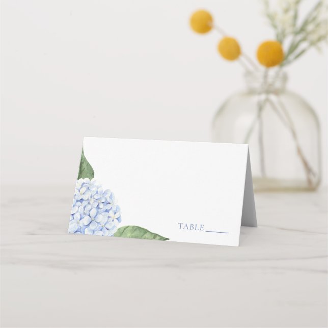 Carte De Placement Wedding Place Cards, Blue Hydrangea Classic Escort (Devant)