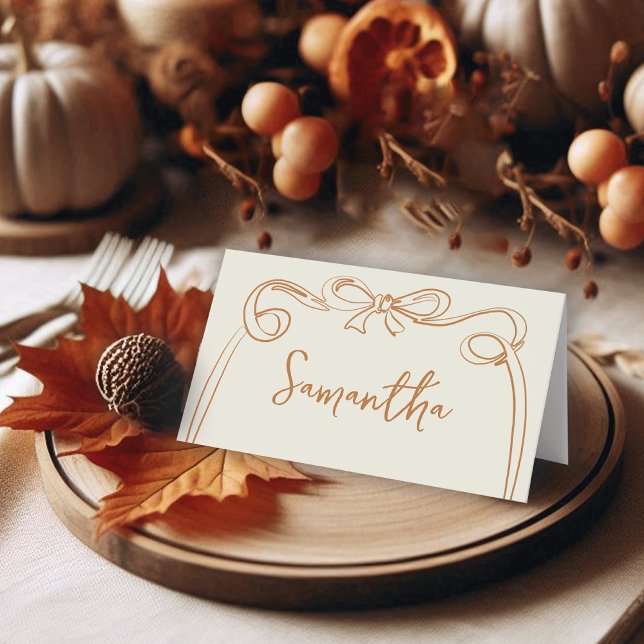 Carte De Placement Whimsical Bow Thanksgiving Place Cards (Créateur téléchargé)