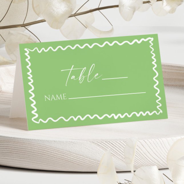 Carte De Placement Whimsical Citrus Green Wavy Border Wedding (Créateur téléchargé)