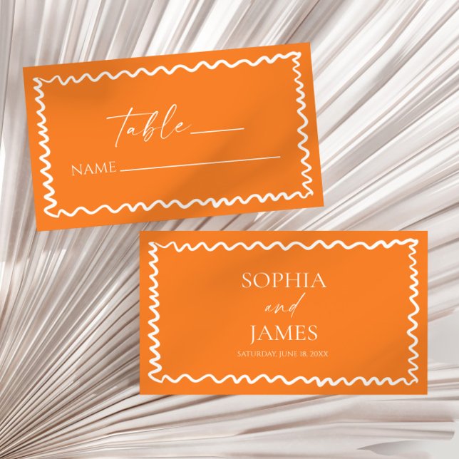 Carte De Placement Whimsical Citrus Orange Wavy Border Wedding (Créateur téléchargé)