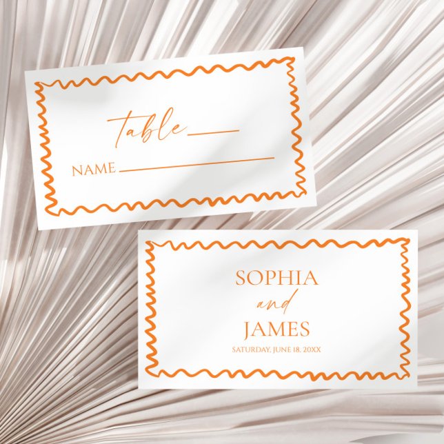 Carte De Placement Whimsical Citrus Orange Wavy Border Wedding (Créateur téléchargé)