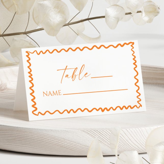 Carte De Placement Whimsical Citrus Orange Wavy Border Wedding (Créateur téléchargé)