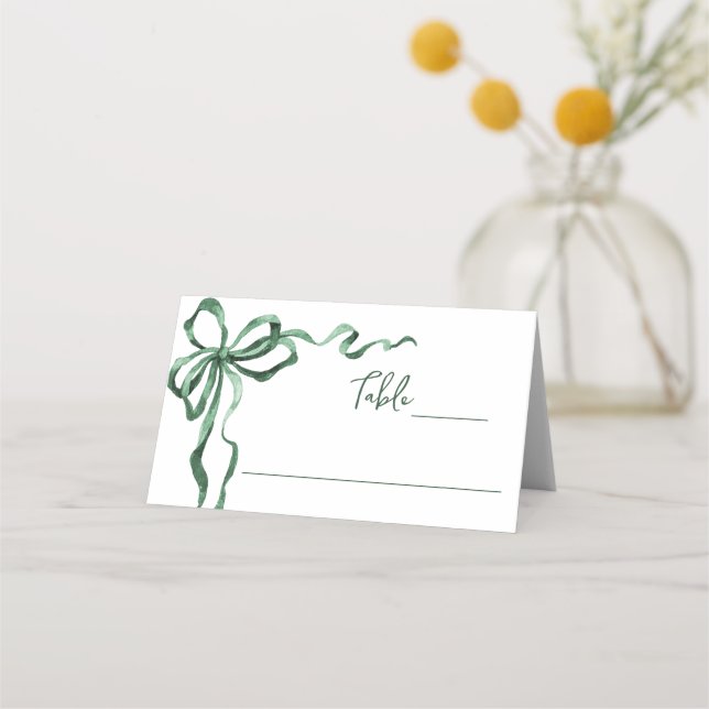 Carte De Placement Whimsical Funky Green Bow Christmas Dinner Party (Devant)
