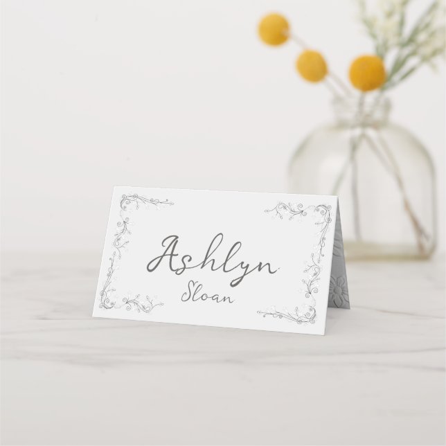 Carte De Placement Whimsical Hand Drawn Script Wedding Guest (Devant)