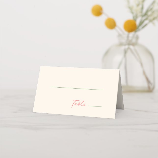 Carte De Placement Whimsical Quirky manuscrit rose vert (Devant)