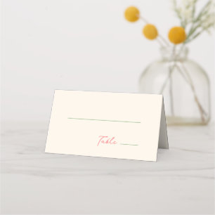 Carte De Placement Whimsical Quirky manuscrit rose vert