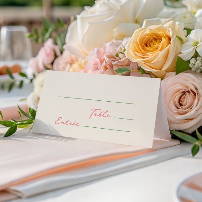 Carte De Placement Whimsical Quirky manuscrit rose vert (Créateur téléchargé)