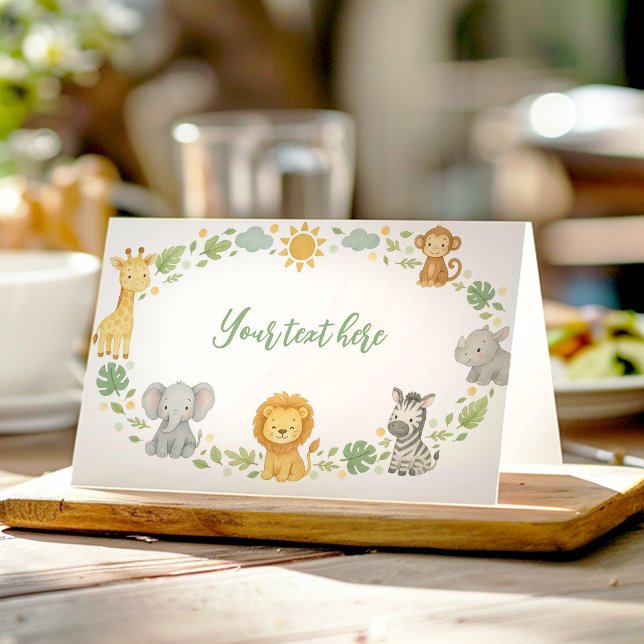Carte De Placement Wild One Jungle Animals Birthday Food Tent (Créateur téléchargé)