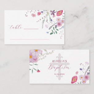 Carte De Placement Wildlowers Baptism Plain Place Card