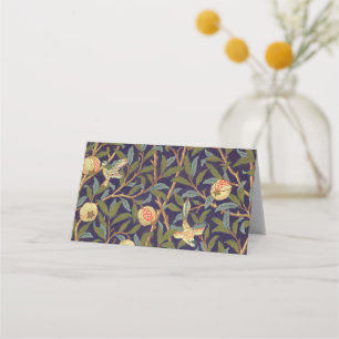 Carte De Placement William Morris Oiseau Et Grenade Floral Vintage