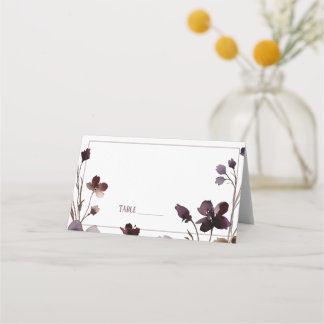 Carte De Placement Wine Red Plum Mauve Fall Floral Wedding