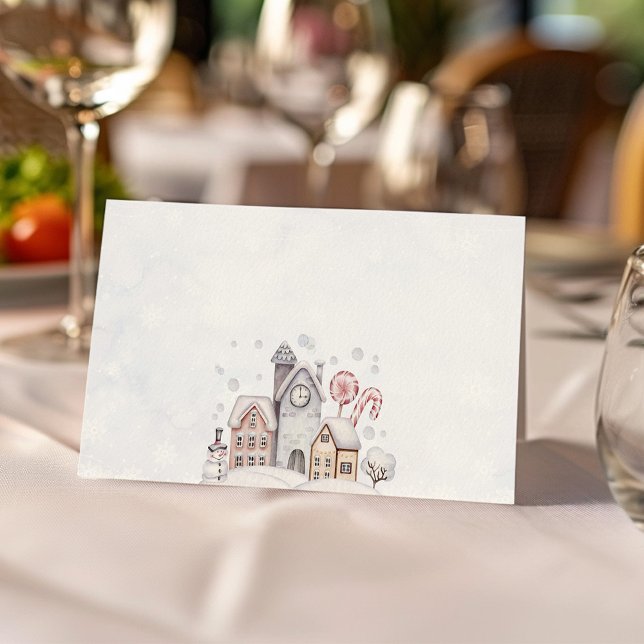 Carte De Placement Winter Wonderland Boy Food Tente Place Card (Créateur téléchargé)