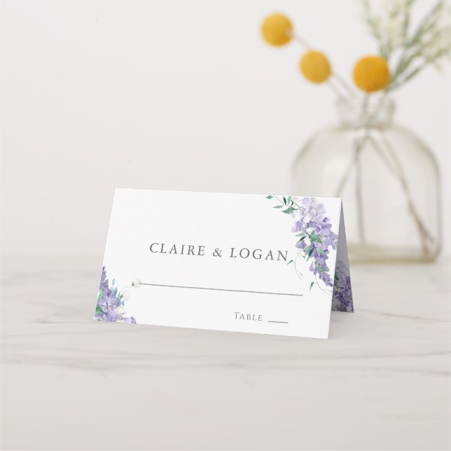 Carte De Placement Wisteria Dusty Purple Mariage d'aquarelle (Devant)